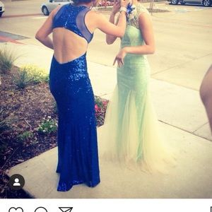 Blue sequin prom dress